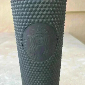 Starbucks 24 oz matte black studded spiked tumbler cold cup reusable iced venti